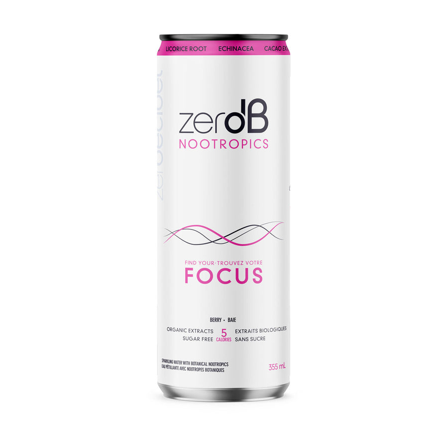 FOCUS Sparkling Water (berry) with organic botanical nootropics (8-pack) - Zero dB