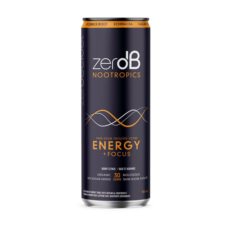 FOCUS+ENERGY Tonic (berry citrus) with organic botanical nootropics (12-pack) - Zero dB